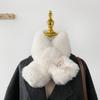Soft waxy wind thickened solid color fluffy scarf to keep warm imitation Rex rabbit hair cross scarf plush collar women