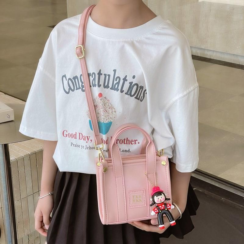 English Solid Letters Color Smooth Satchel Durable Kids Small Bag Crossbody
