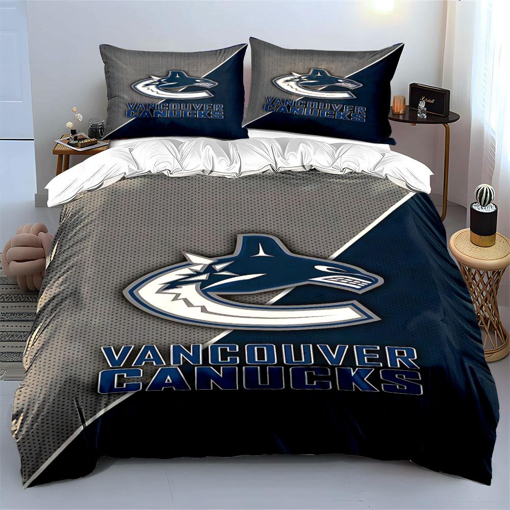 Vancouver Canucks Logo Bedding Set Print Bedding Set Duvet Cover Pillowcases (1* Duvet Cover 2* Pillowcases Do Not Include Comforter)