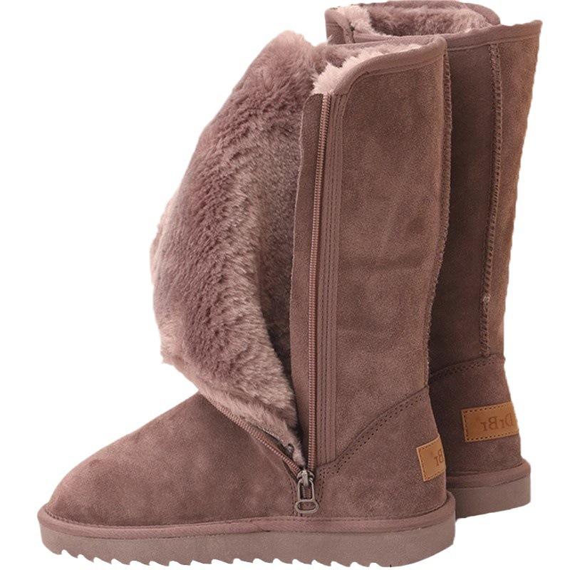 Long Snow Boots Women's Tall Tube with Inner Zipper Piled and Thickened Winter Winter Snow Cotton