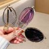 Fashion Oval Frame Sun Protection Glasses With Uv400 For Casual Women