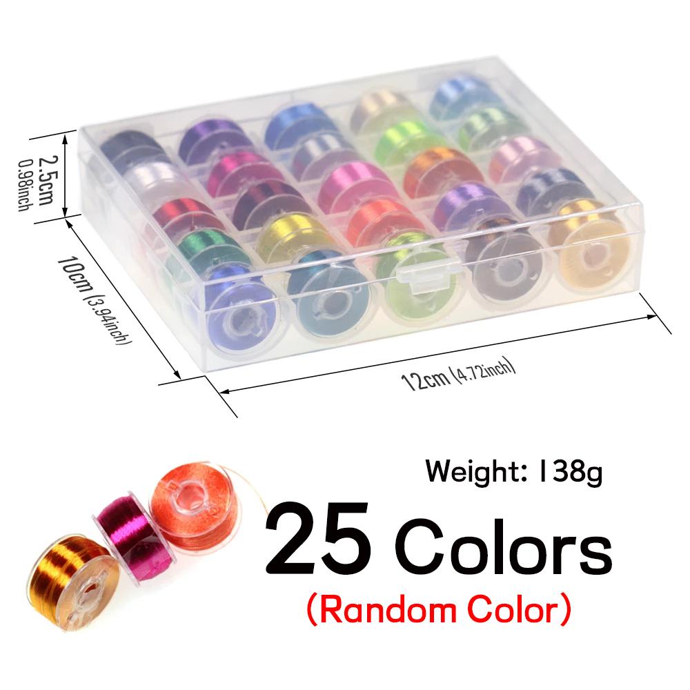 Kylebooker 25pcs Assorted 200D Fly Tying Thread for Size 6-14 Flies Fly Fishing Lure Making Material & Bi-ceramic Tip Bobbin Holder