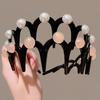 2 Stück Damen Stirnband Kunstperlen Dekor Anti-Rutsch Zähne Haarreif Leicht Elastisches Haaraccessoire Alltagskleidung