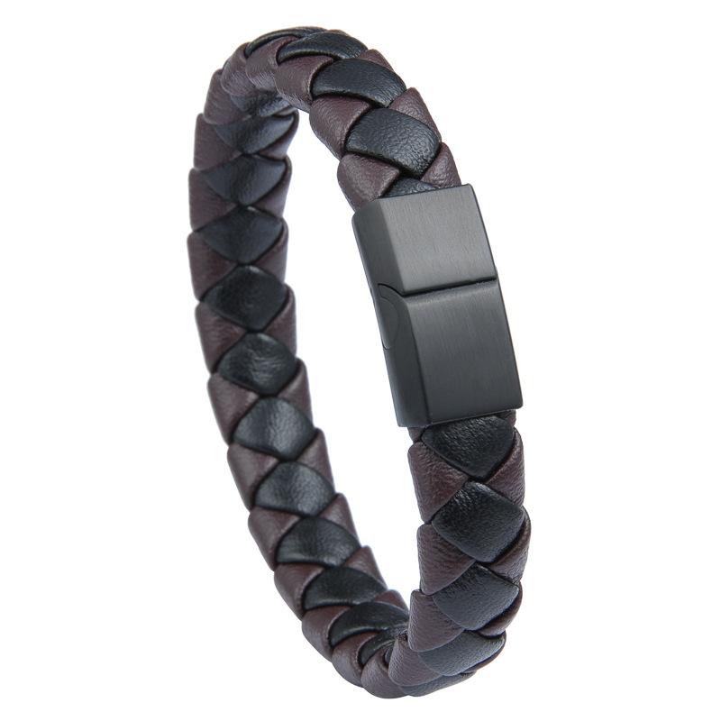 Men's Stainless Steel Bracelet Braided Leather Bracelet Fashion Punk Men's Bracelets