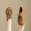 [Cow Anti Velvet] Thick soled Boken Shoes for Women 2025 Autumn New Vintage Beaded Height Increasing Casual Kangaroo Shoes