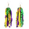 Mardi Gras Hoop Earring Feather Long Earring New Tassel Earring  Women