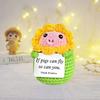 Funny Positive Crochet Pig Doll Desktop Ornament Handmade Cheer Emotional Support Positive Pig with Card Home Party Decoration