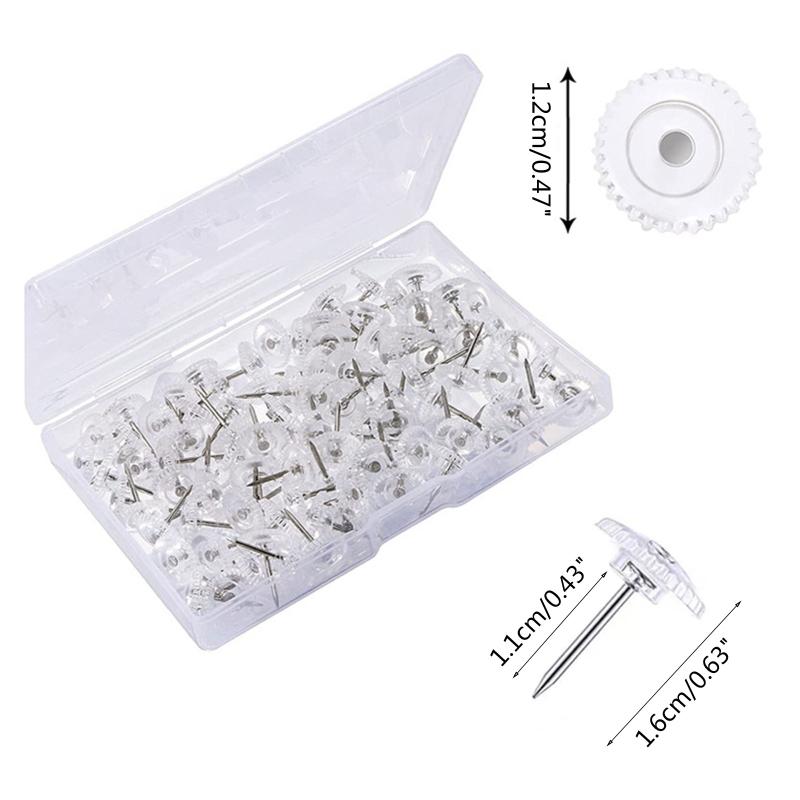 100 Pcs Small Round Pushpins with Box Office Cork Board Supplies for Home Kindergarten School DIY Photo Wall Decoration