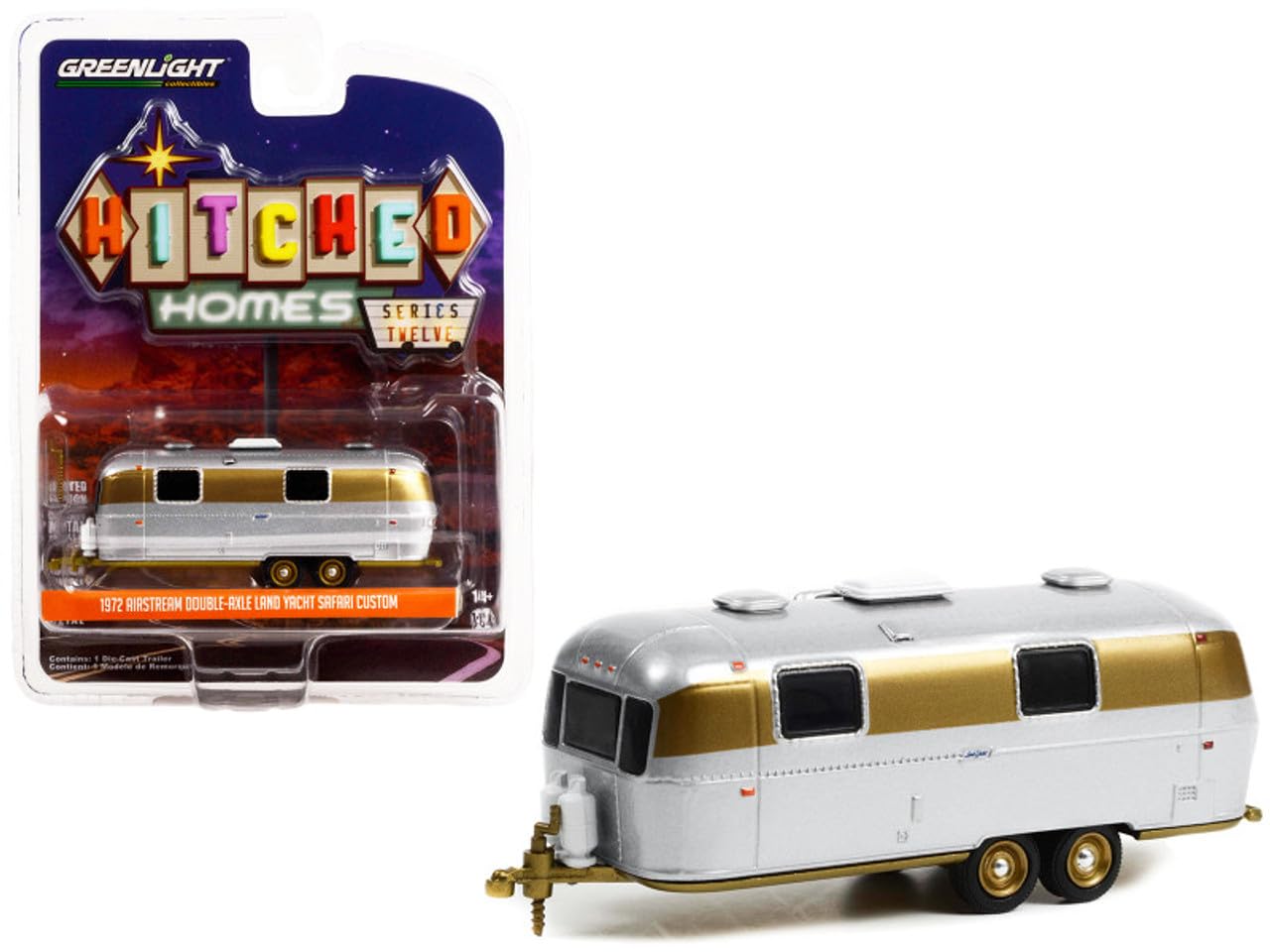 

Greenlight Airstream Double Axle Land Yacht Safari Custom 1972 Greenlight Camper 1/64 Silver/Gold [Item] серебряный