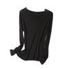 Yu Yue Women's V-Neck Silk Knit Long Sleeve Lace Trim Slim Fit Base Layer Top