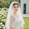 Soft Mesh Bridal Wedding Veil Hair Clip Short Tulle Veil Butterfly Mesh Headpiece  Civil Wedding