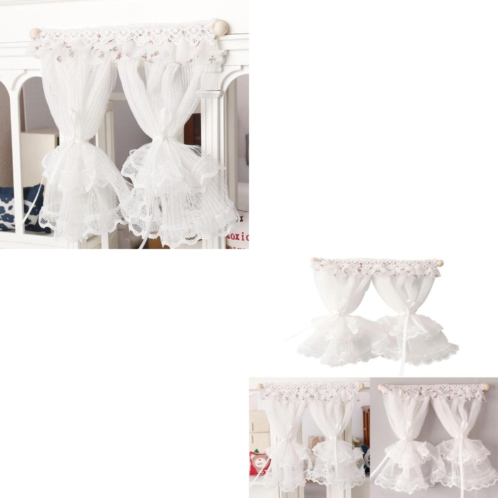 1:12 Dollhouses Access Delicate Sheer Window Curtains Home Door Curtains for 1 12 Scale Mini Homes