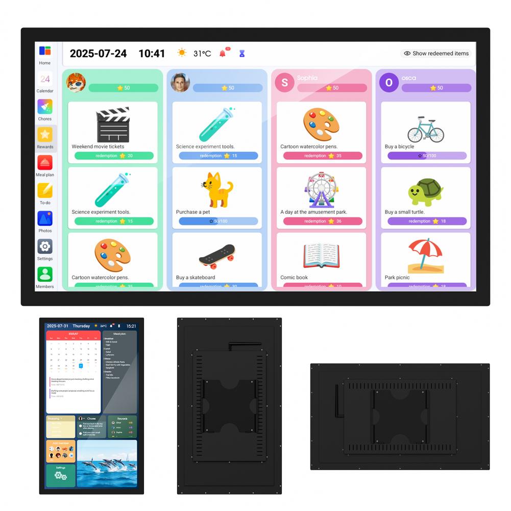 Smart Digital Calendar Family Schedules Planner Electronic Calendar Wall Mount Touchscreen Interactive Display Screen Calendar
