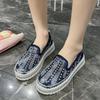 New Large-sized Rhinestone Shallow Opening Loafers, Thick-soled Lazy Shoes for One Foot