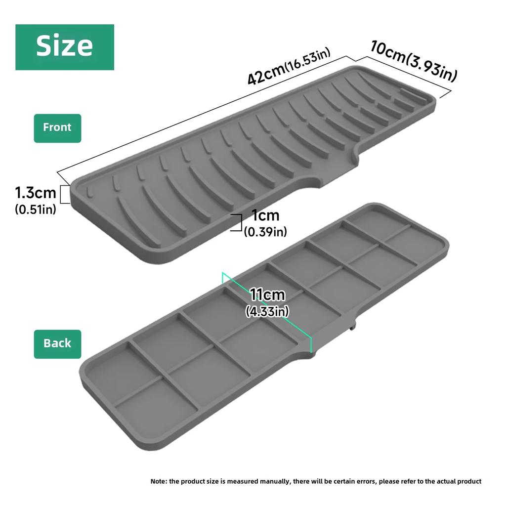 Kitchen Sink Splash Guard-Silicone Draining Mat Around Tap Draining Pad Behind Faucet with Lip Drip Catcher Sink Protector Mat