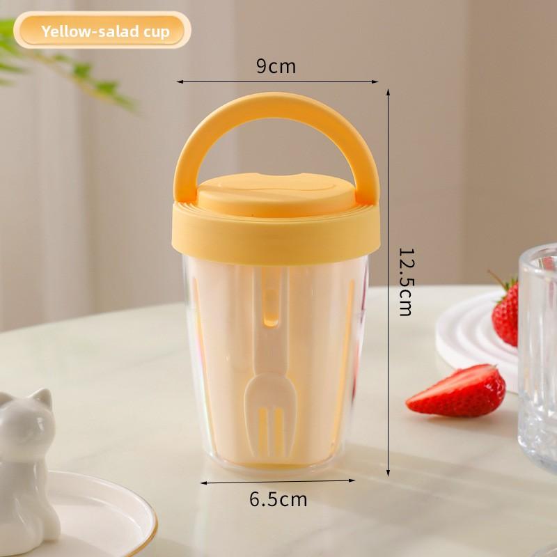 Ovocný salát Dvouvrstvý odvodnitelný kelímek potravinářské kvality s vidličkou Snídaňový fitness obědový box Uzavřený nepropustný kelímek s velkým objemem