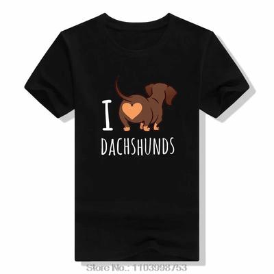 Dachshund Funny Cartoon T-shirt for Men, Fashionable Summer, 100% Cotton, Casual Street, Round Neck, Short Sleeve