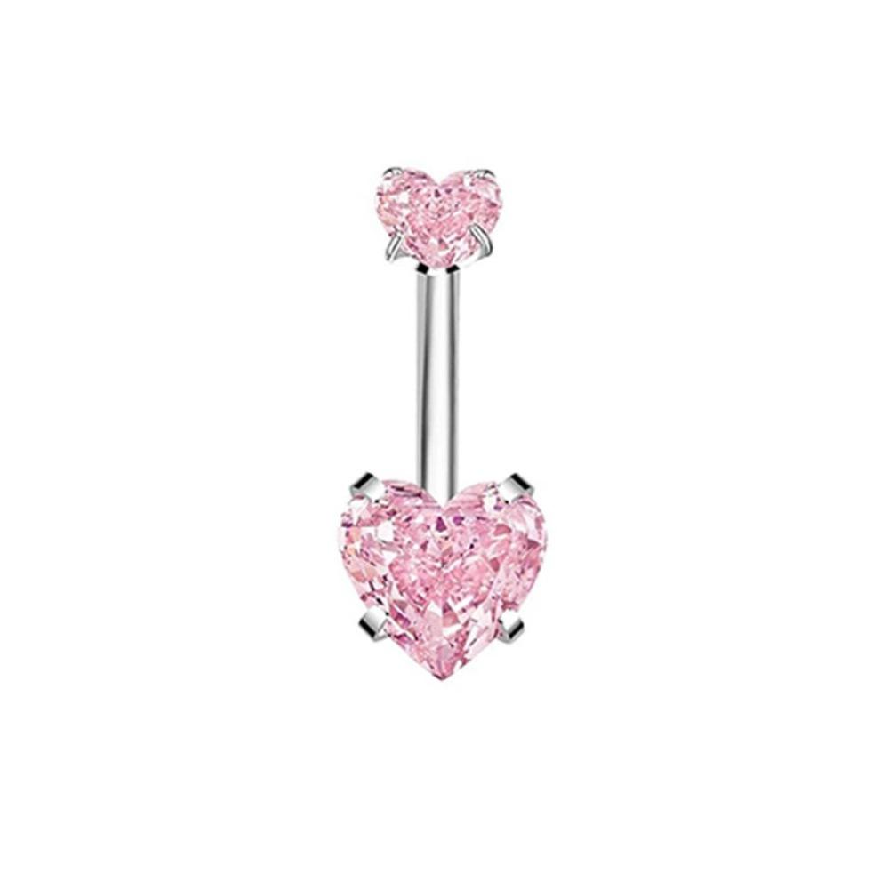 Heart Shape Belly Button Ring Pink Zircon Dangle Belly Ring Navel Piercing Jewelry  Body Jewelry