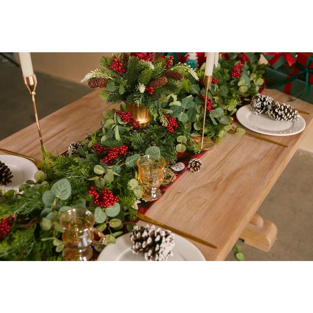 Christmas Tips Cedar Garlands, Anna's Whimsy Artificial Pine Cypress Greenery Garland, Christmas Decorations Holiday Indoor Outdoor Christmas Decor