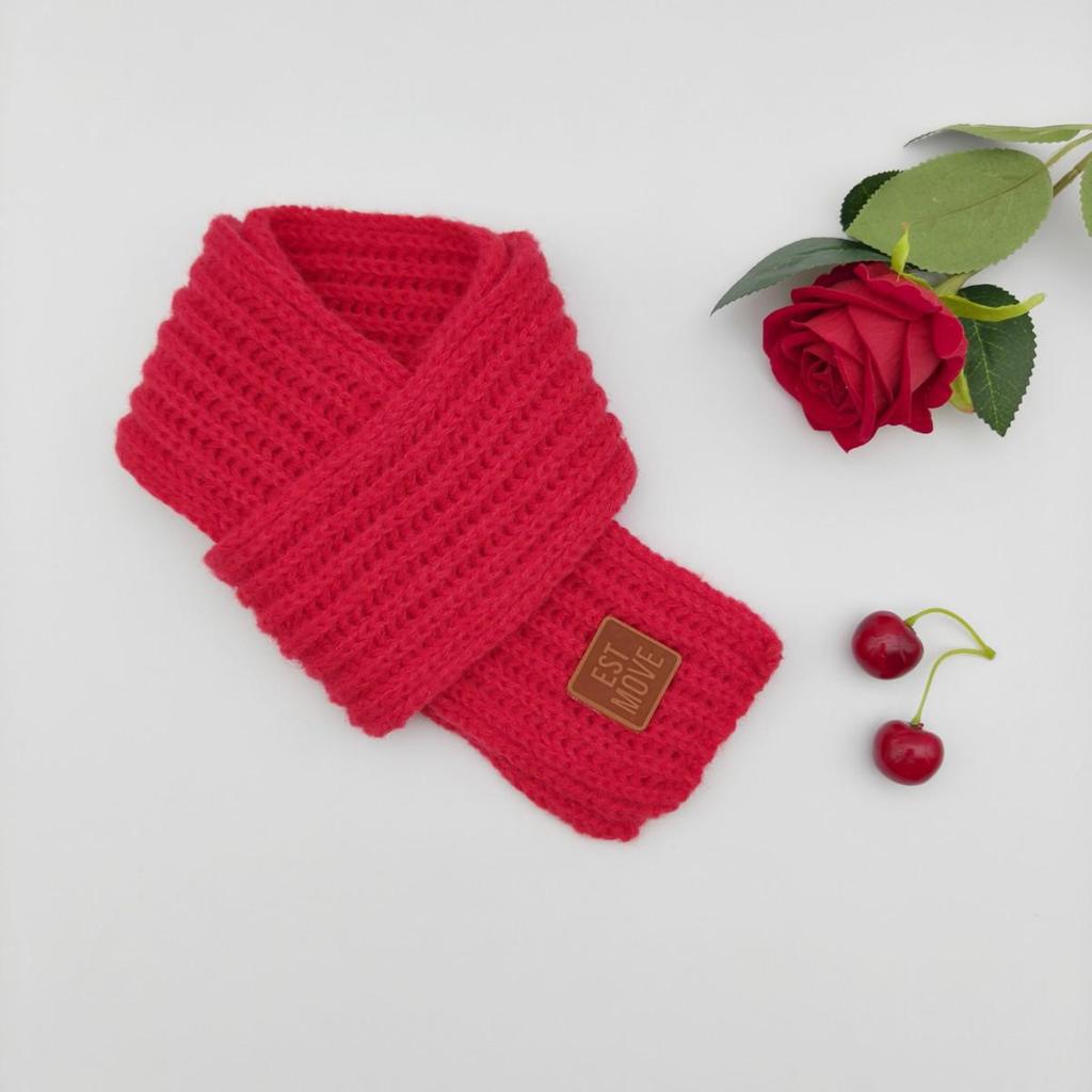 Children's Autumn & Winter Warm Knit Scarf, Versatile Solid Color, Korean Style Neck Warmer for Boys & Girls