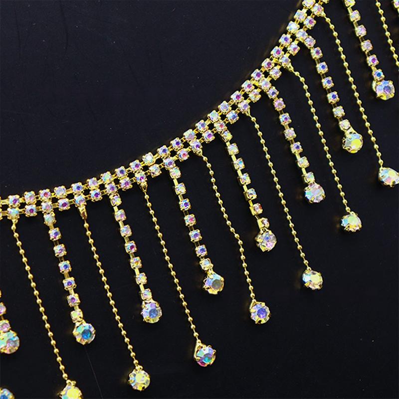 

90 см Хрустальная Стразовая Кисточка Цепь с Когтями Пришивная Клеевая Прозрачная Стразовая Бахрома Отделочная Цепь Декоративное Ремесло Свадебное Платье DIY 1Yard