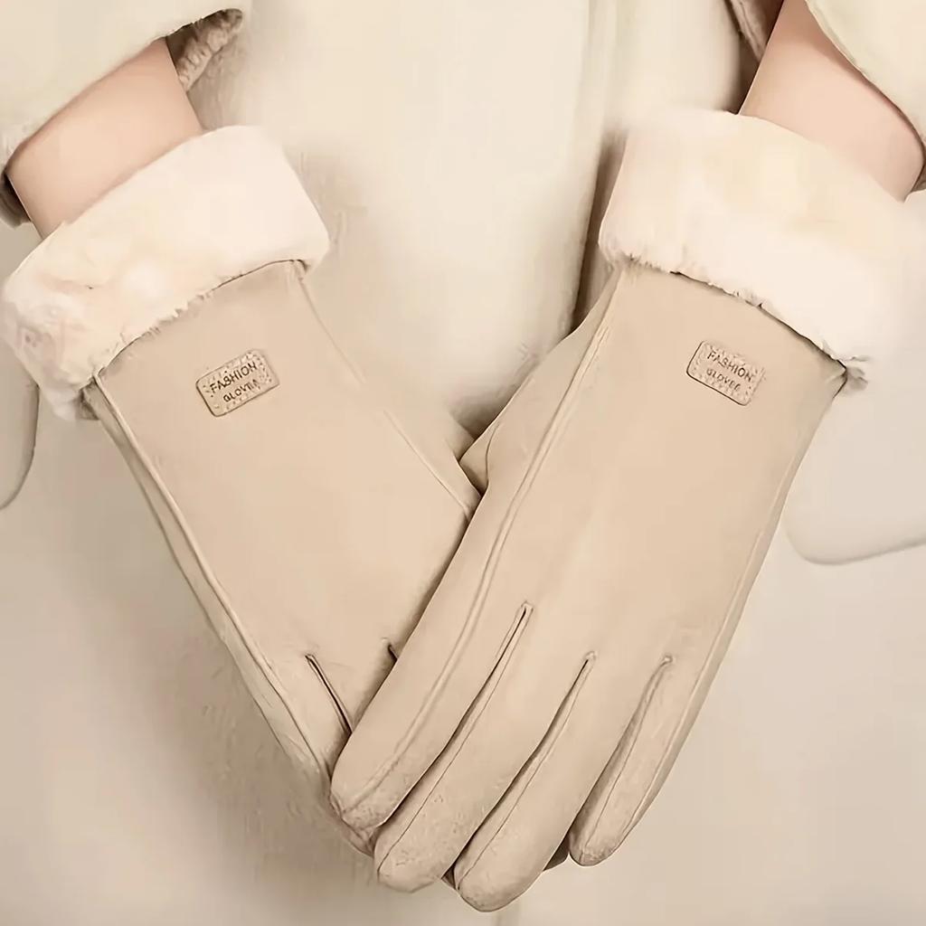 1pair Women Winter Thick Plush Gloves Fashion Warm Suede Outdoor Guantes Lady Touchscreen Driving Gloves Sports Cycling Mittens