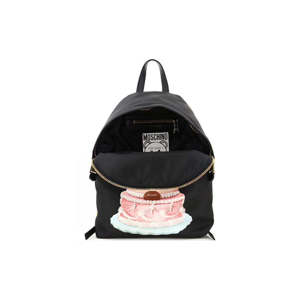 Moschino Cake Teddy Bear Print Polyester Backpack Women Backpack Black A7633821320A-1555