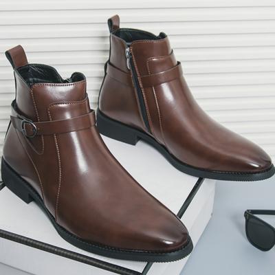 Ankle Leather Boots Men Classic Chelsea Boots Men Winter Western Social Leather Boots Man High Top Leather Shoes Male