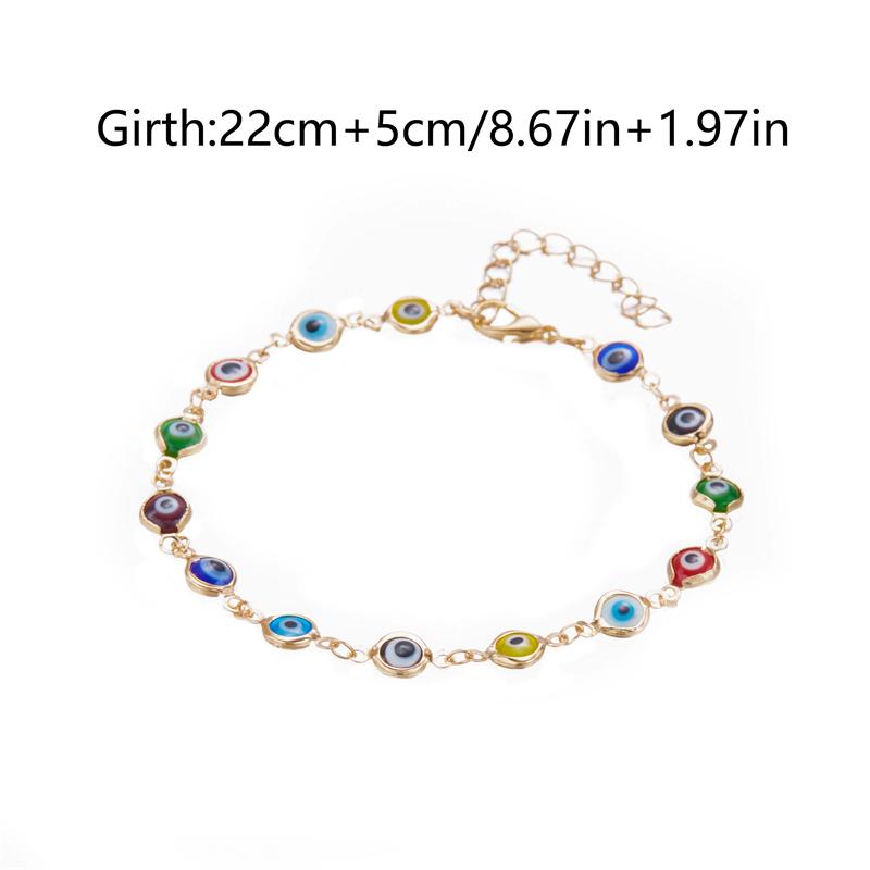 Bohemian Lucky Turkey Evil Eye Anklets for Women Colorful Red Blue Eye Metal Chain Ankle Bracelet Summer Beach Foot Leg Jewelry