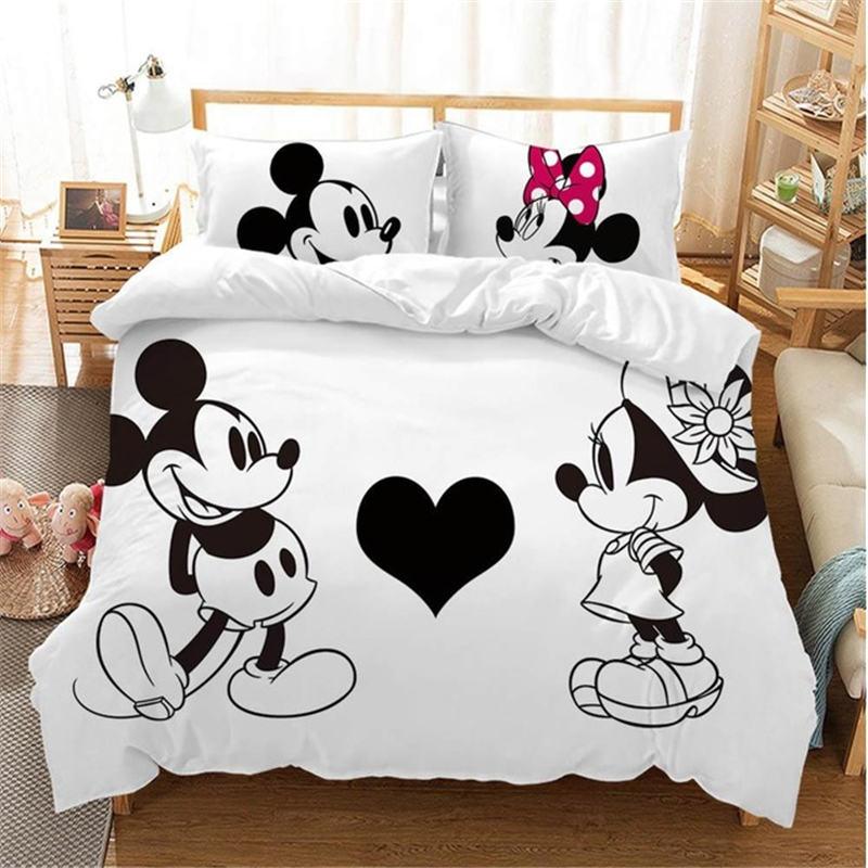 

Christmas Mickey Minnie Mouse Bedding Set Cartoon For Children Boys Girl Adult Duvet Cover Christmas Birthday Gift US Queen(228*228cm)3pcs