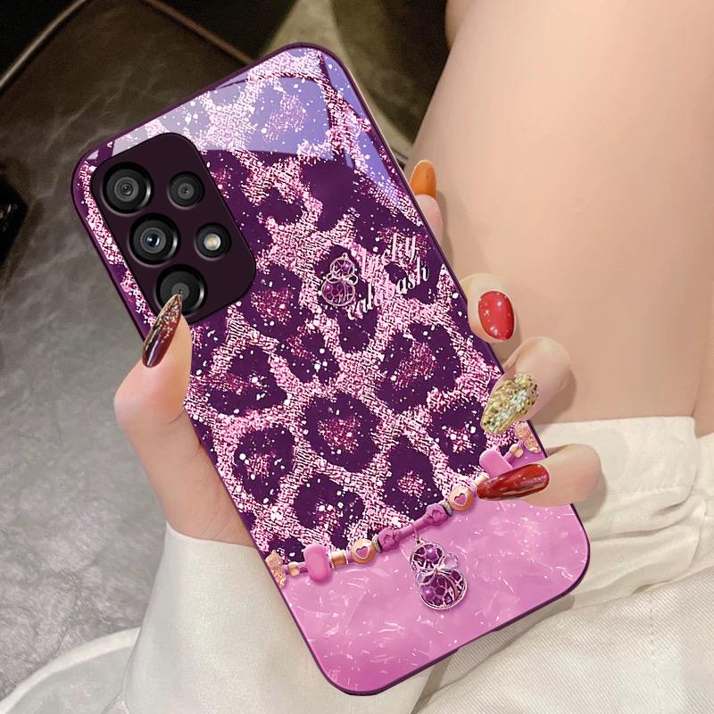 Leopard Patterned Gourd For Samsung Galaxy S10 4G S20 11E 30 S21 22 S24 Fe Pro S23 S25 Ultra 5G S9 Tempered Glass Phone Case