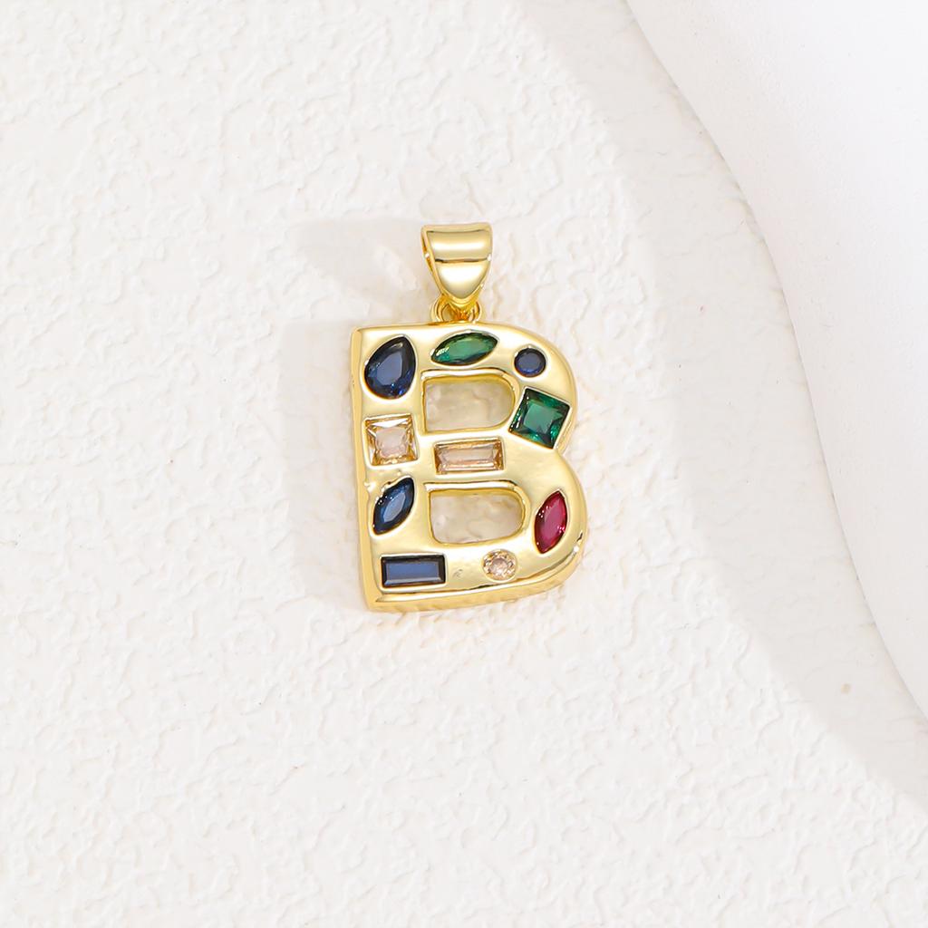 Multicolor Zircon A-Z Letters Pendant Necklace Crystal Water Drop 26 letters Pendant Necklace Gold Plated  Gift for Women