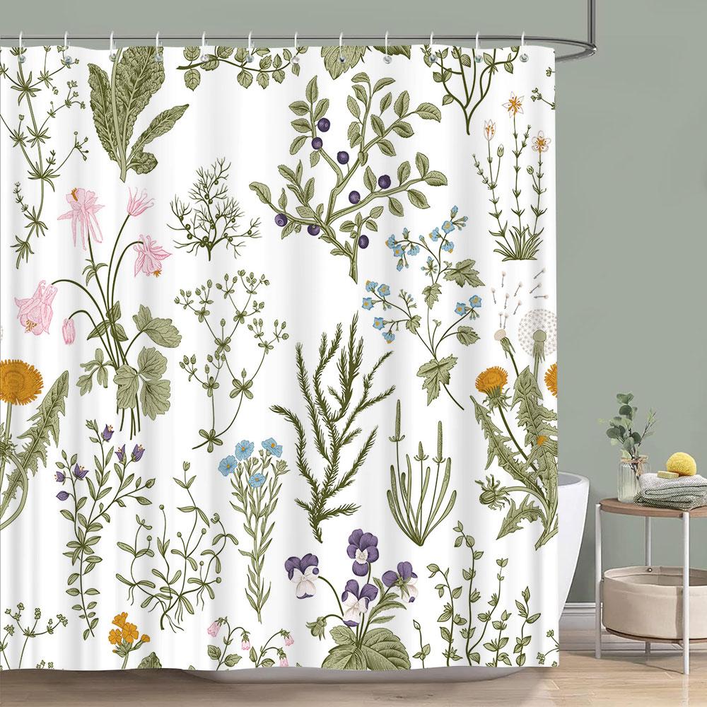 Vintage Blommig Färgstark Fågel Duschdraperi Akvarellmålning Konst Kreativt Hem Polyester Duschdraperier Badrumsdekor