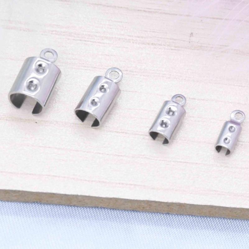 Jewelry Clamps Stainless Steel Rope Clip Crimp Beads Ends Caps Fastener Craft Supplies For Necklace Bracelet Making