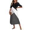 Ladies Casual Fashion Temperament Elegant Waist Patchwork Print Long Dress