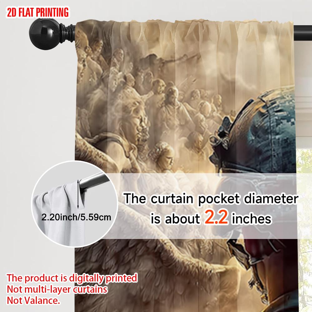 2pcs, Plane Printing Minimalist Curtains Soldier Theme Versatile 100% Polyester (without Rod) Holiday Ldeal for Living Room,
