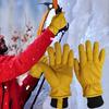 1 Pair Faux Leather Work Gloves Winter Waterproof Thermal Insulated Welder Gloves Fleece Lining Elastic Cuffs Warm Mittens