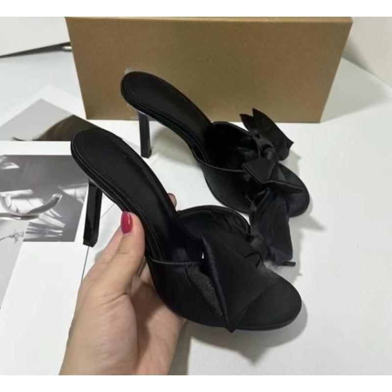 

Fashion Sandals for Woman Bow Summer Sexy Open Toe Footwear Thin Heels Women s Shoes Diamond Party Weddings Stiletto Sandal Slippers 35