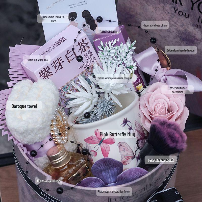 Purple Bridesmaid Gift Set: High-End Hug Bucket Box for Girls