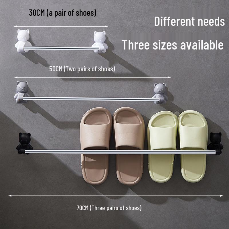 Wall-Mounted Punch-Free Stainless Steel Slipper Rack & Storage Hook 70CM чёрный