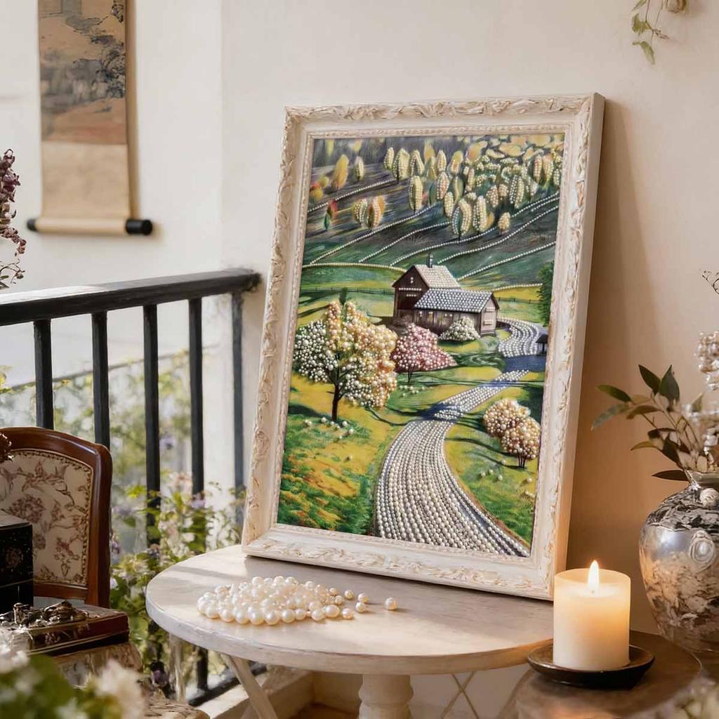 Pearl Painting Kit Country Theme Frameless Handicraft DIY Bedroom Decoration Living Room Wall Art Room Decoration Art Craft Decoration