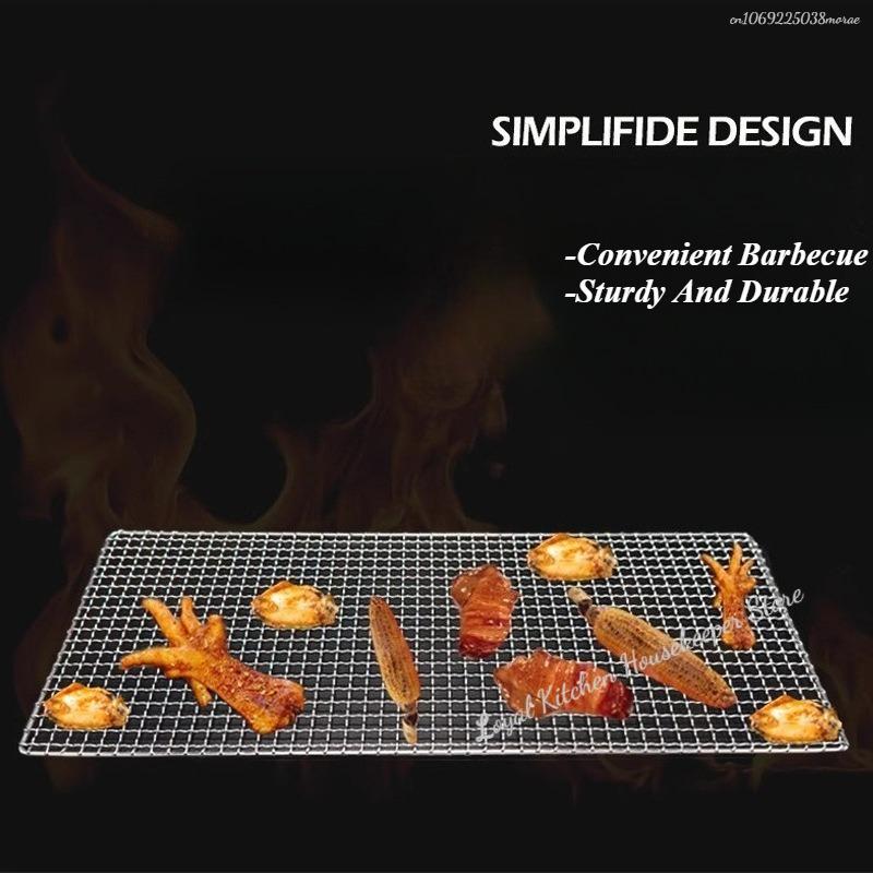 304 Edelstahl Rechteck Quadrat BBQ Netz Gitter Grill Antihaft Backmatte Outdoor Grillteil Roste Heißluftfritteuse Gitter Kochen