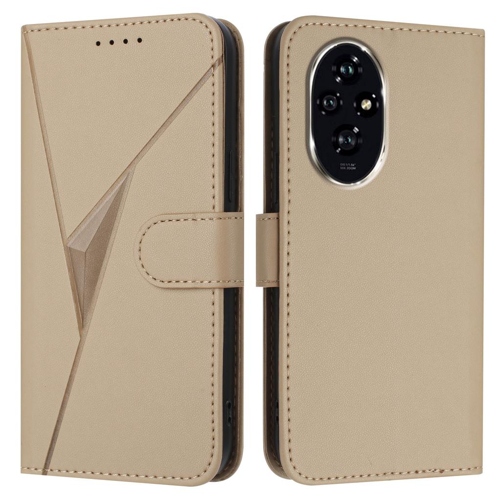 Pouzdro pro Honor 200 Pro 5G Kožený kryt na telefon s trojúhelníkovým potiskem a šňůrkou