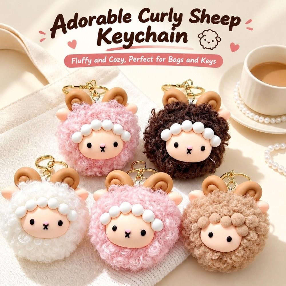 Mini Size Fluffy Lamb Keychain Pastel Colors Cute Bag Charm Animal Hanging Ornament Claw Machine