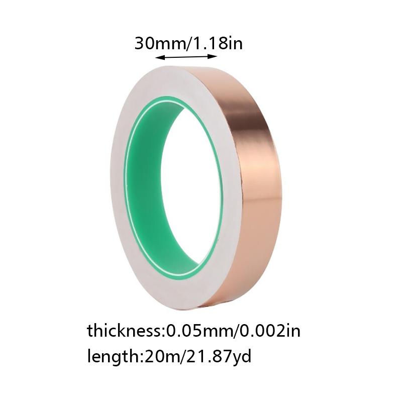

1 рулон токопроводящей медной ленты для самостоятельного изготовления экранирующей ленты для защиты от слизней и улиток, медной фольги, универсальной ленты 20 м 30mm