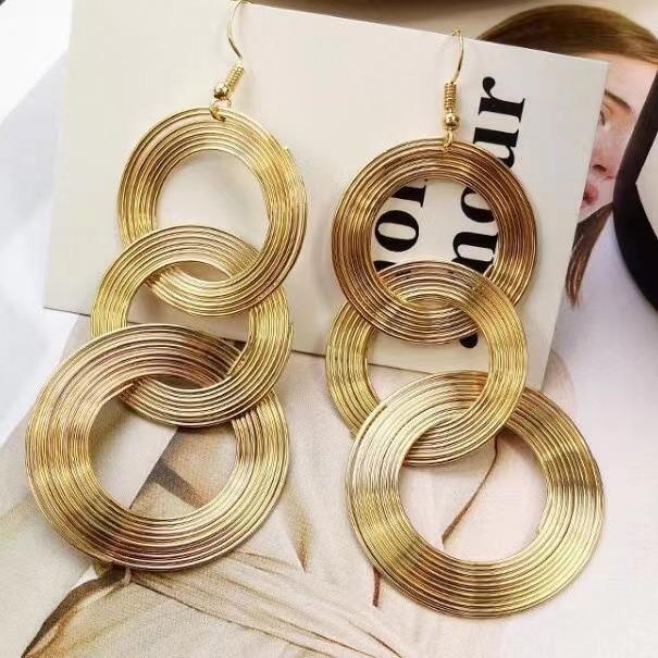 Fashion Exaggerated Retro Geometric Multi-layered Circles Earrings For Women