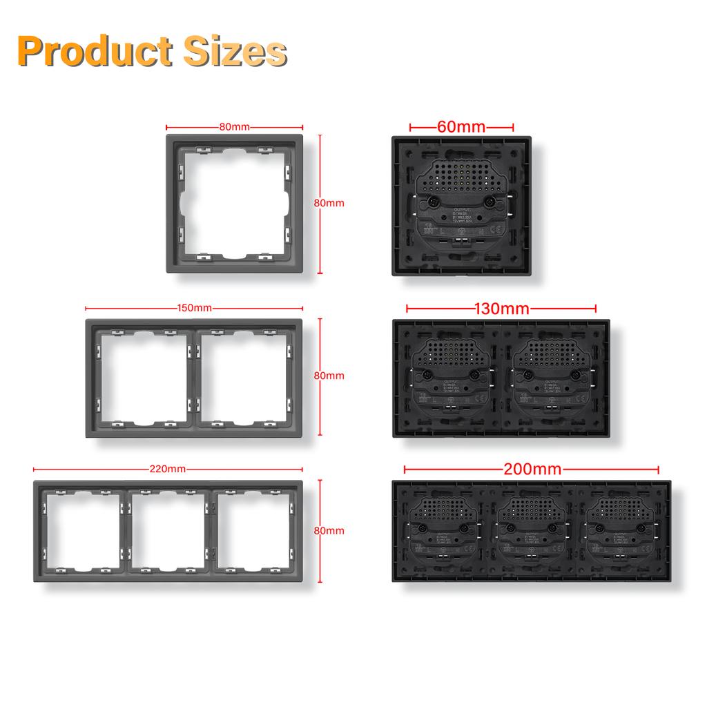 BSEED Interruptores de Luz de Botão Grande 1/2 Grupos 1/2 Vias Mais Tomadas de Parede Tipo-c USB Carregamento Rápido Estruturas de Plástico Padrão UE