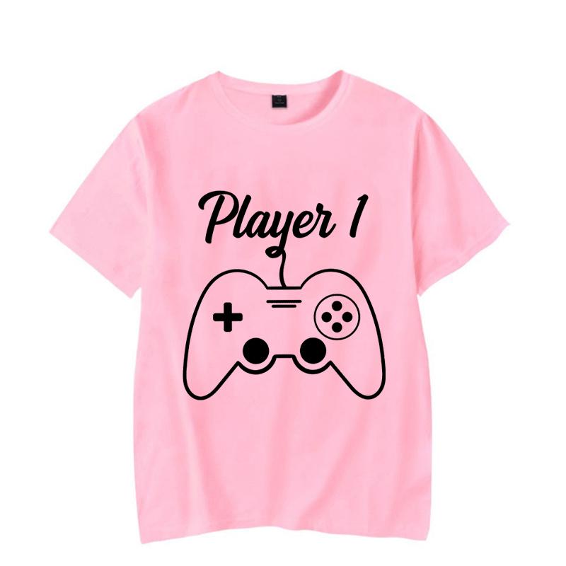 

Couple Matching T-Shirt Funny Game Player Shirts Short Sleeve Loose Women Men Tshirt Pregnancy Announcement Tops 4XL