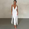 Summer Fashion Women's Sexy Deep V Open Back Split Dress Trend