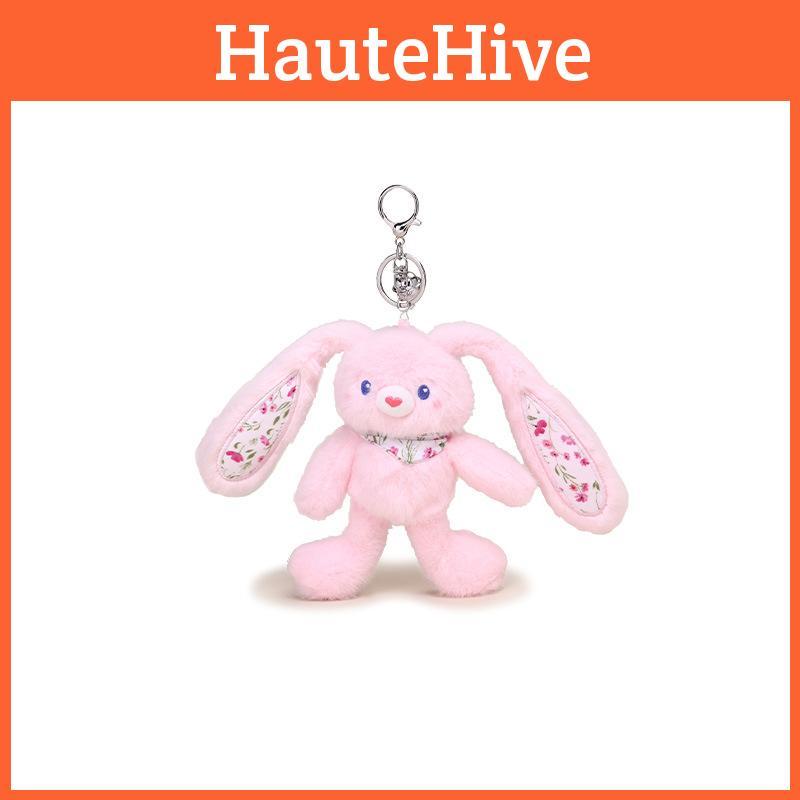 Bunny Floral Printed Plush Keychain Toy Pendant Cartoon Stuffed Doll Kids Gift